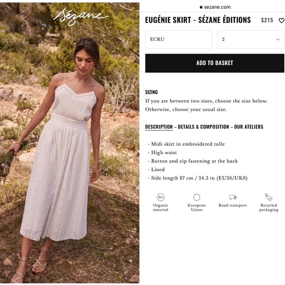 Sezane Eugene White Skirt in Lace Ecru Print - Picture 6 of 12